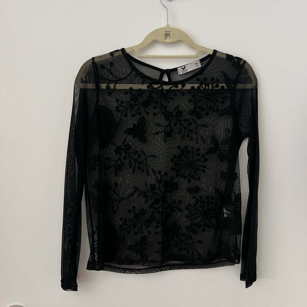 Black sheer long sleeved top